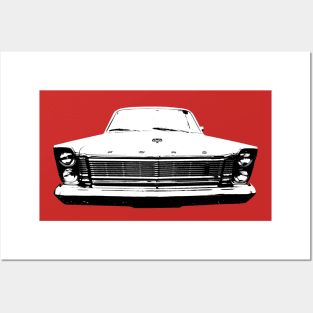 Ford Galaxie 1960s American classic car monoblock black/white Posters and Art